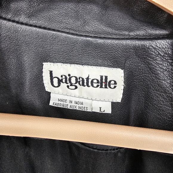 VTG Bagatelle 100% Leather Biker Moto Coat Large Goth Grunge Matrix Mob Wife - Picture 3 of 7